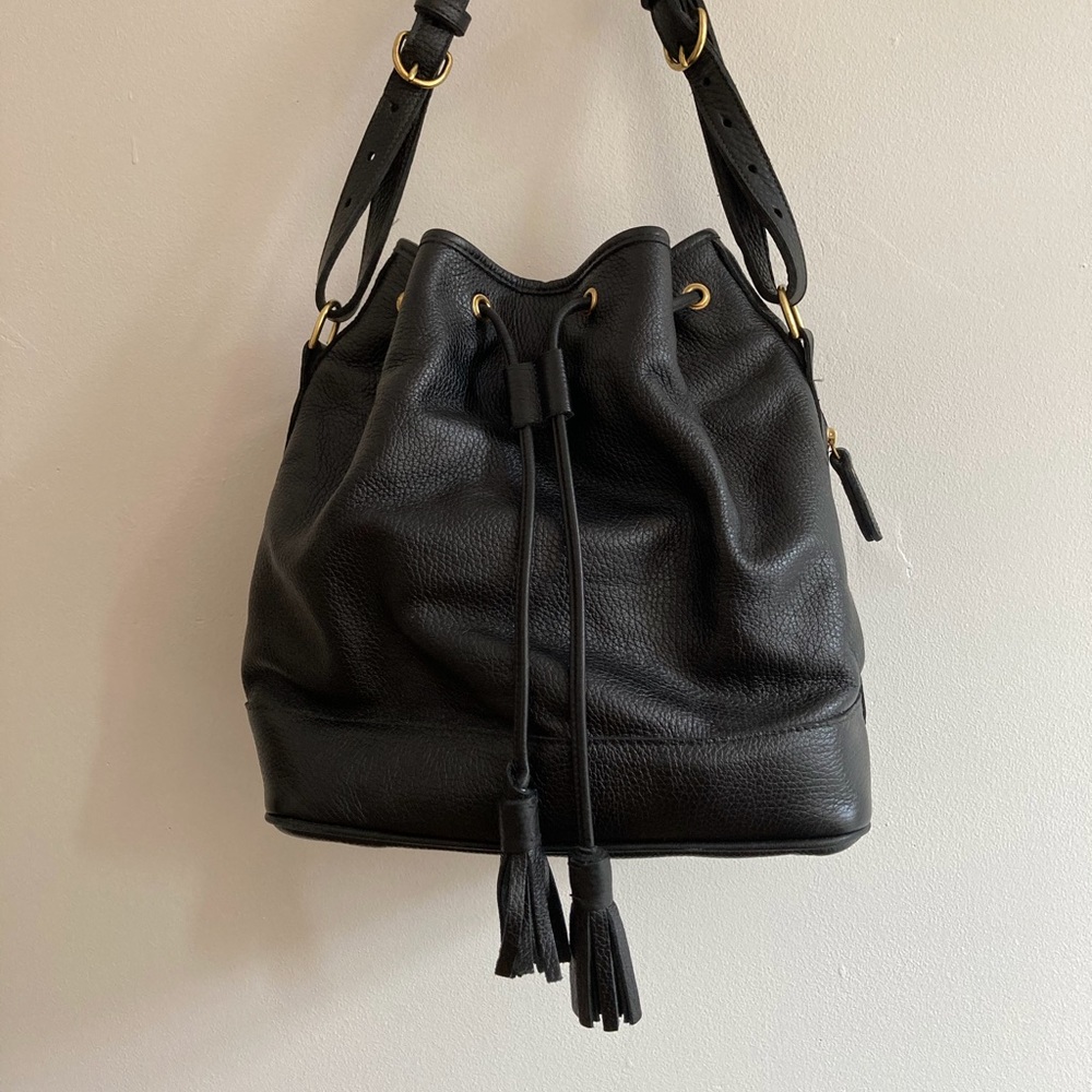 NWOT Steven Alan black Leather Bucket Buckle Bag
